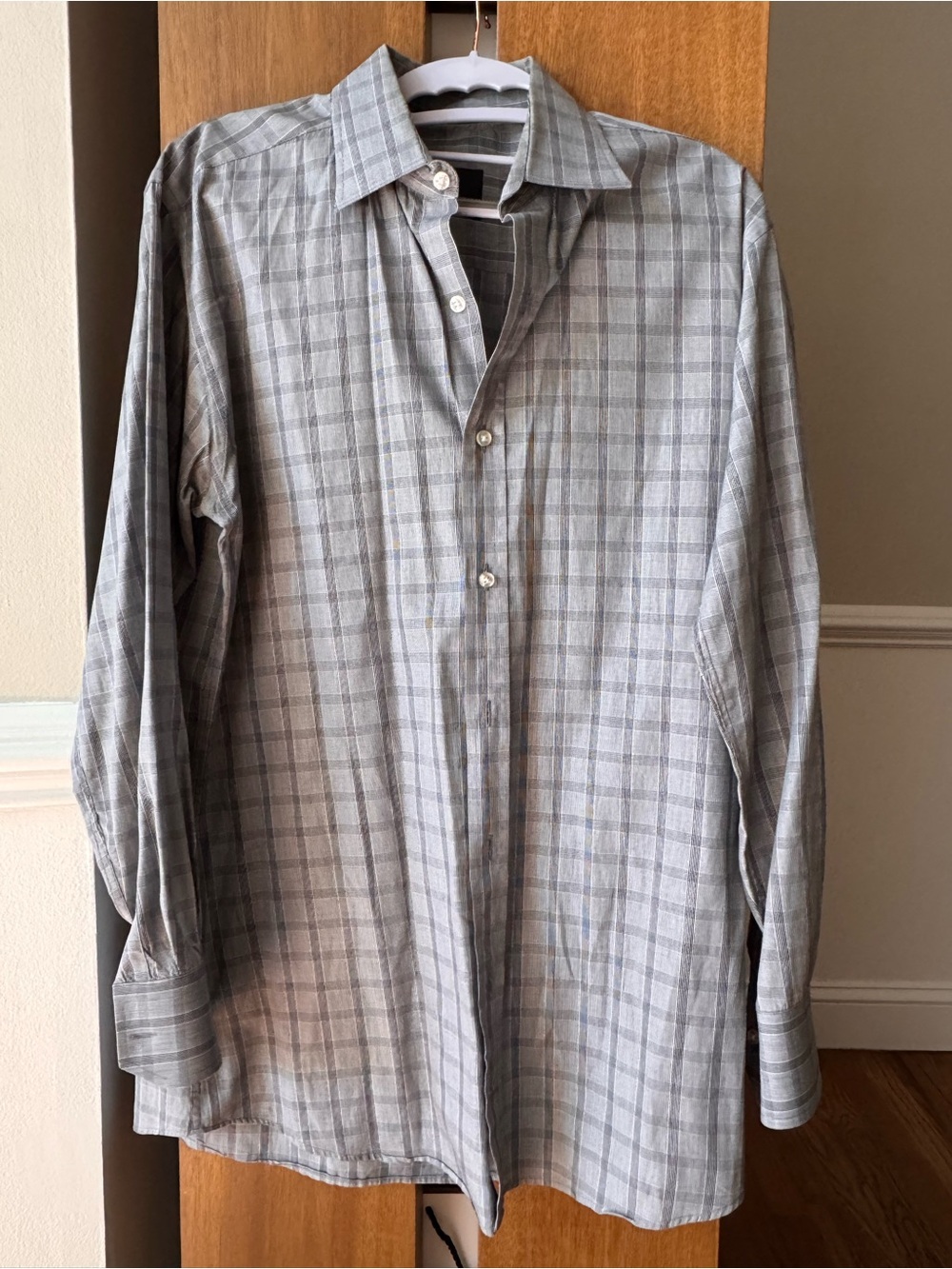 Alâra Slim Fit 2-Ply Egyptian Cotton Plaid Dress Shirt Gray